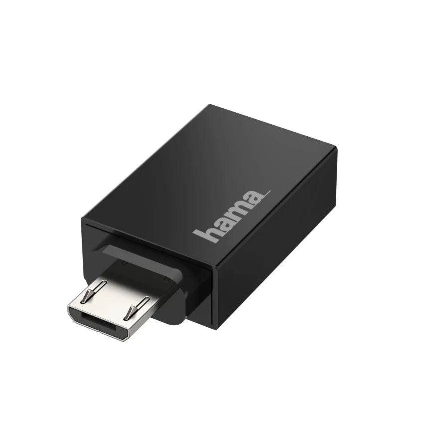 Hama USB OTG Adapter, Micro-USB Plug - USB Socket, USB 2.0, 480 Mbit/s, Black