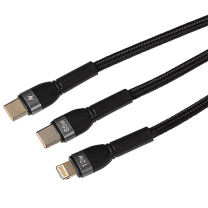 Maplin Multi-Charging 2-in-1 Cable, USB-C + 8-Pin Apple, 65W, Braided (1.2 Metre)