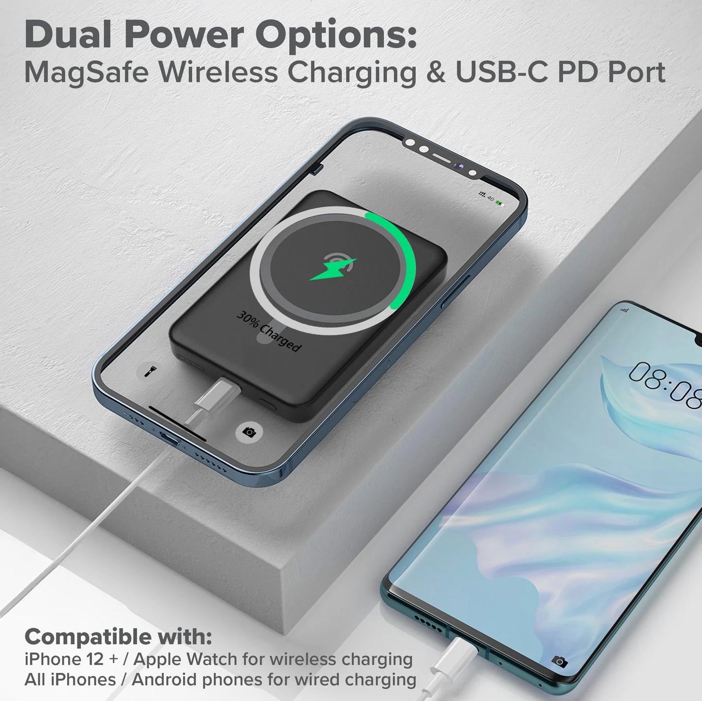 Maplin 5000mAh Power Bank MagSafe Wireless Charging and USB-C