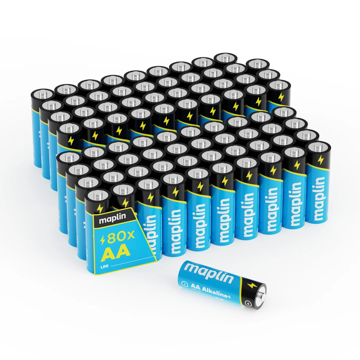 Maplin AA LR6 1.5V Alkaline batteries 7 Year Shelf Life High Performance - Pack of 80