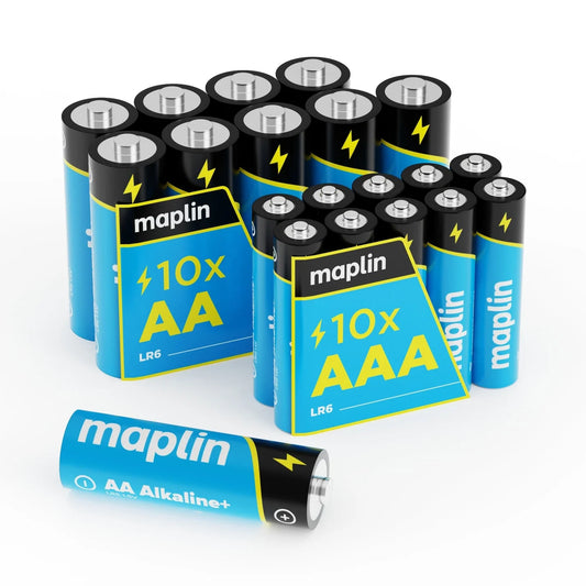 Maplin 10x AA LR6 /10x AAA LR03 1.5V Alkaline batteries 7 Year Shelf Life High Performance