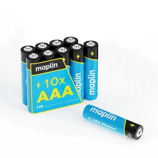 Maplin AAA LR03 1.5V Alkaline batteries 7 Year Shelf Life High Performance - Pack of 10