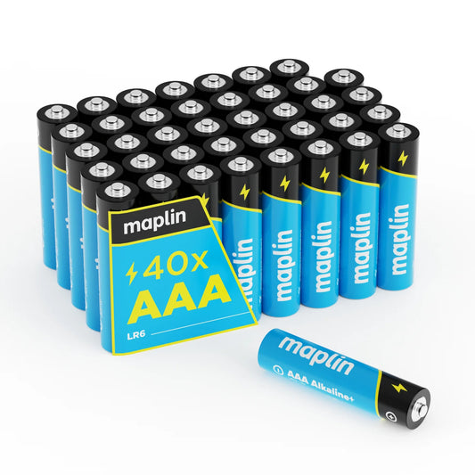 Maplin AAA LR03 1.5V Alkaline batteries 7 Year Shelf Life High Performance - Pack of 40
