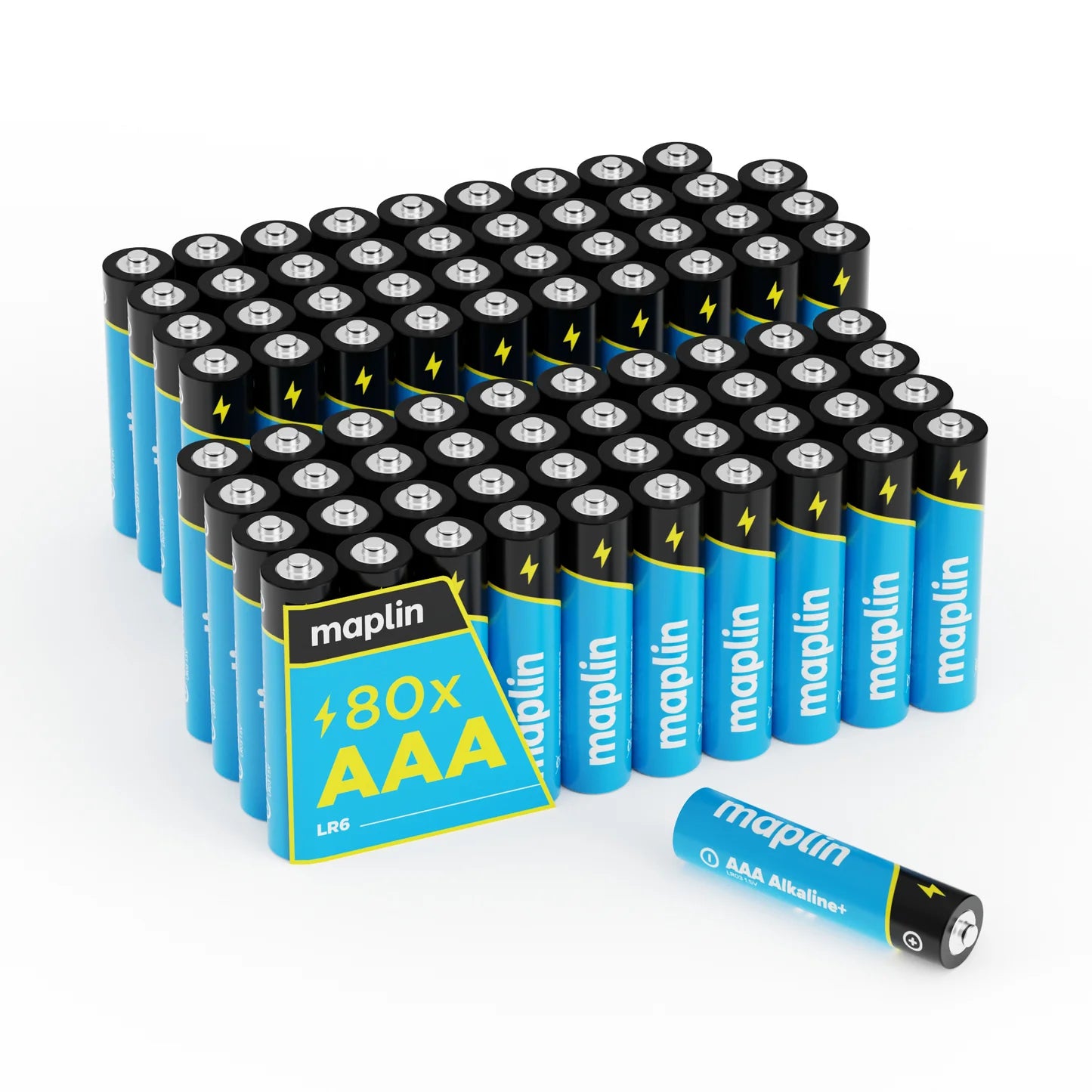 Maplin AAA LR03 1.5V Alkaline batteries 7 Year Shelf Life High Performance - Pack of 80