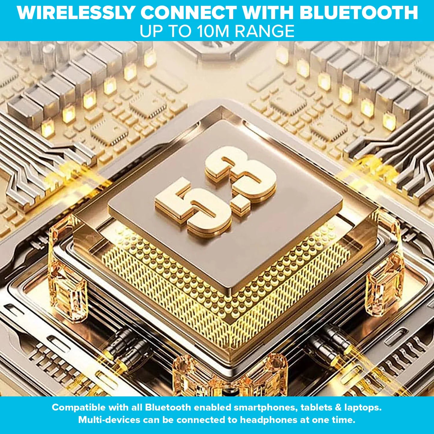 Maplin Wireless Headphones Bluetooth V5.3  Noise Cancelling Black