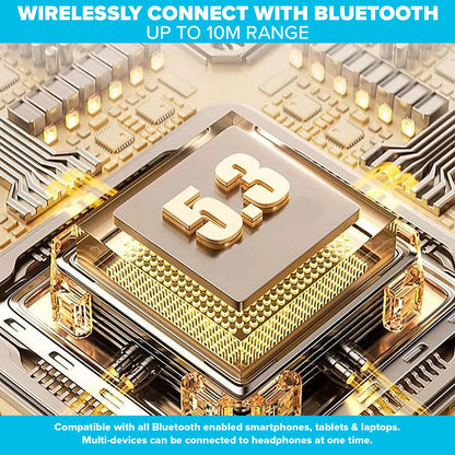 Maplin Wireless Headphones Bluetooth V5.3  Noise Cancelling Black