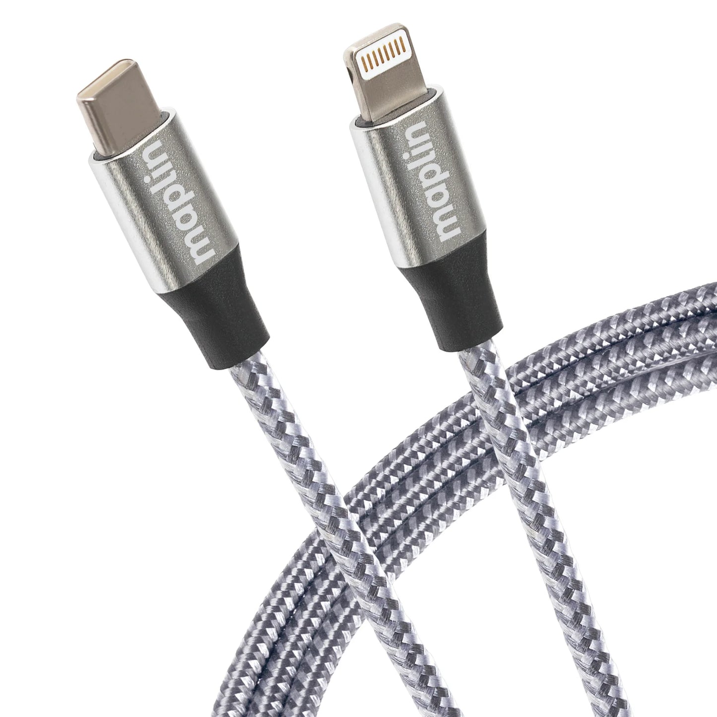 Maplin 8-Pin Connector to USB-C Cable Braided 27W for Apple Devices - 1m