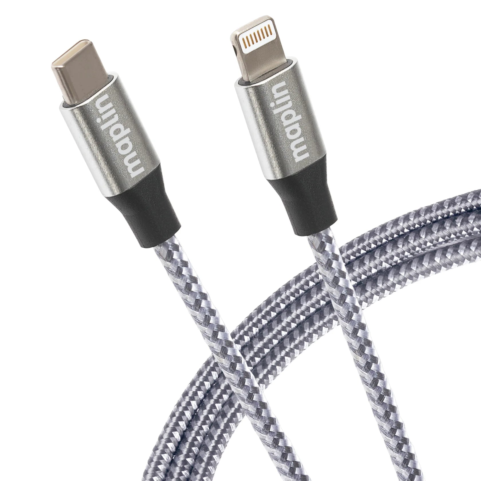 Maplin 8-Pin Connector to USB-C Cable Braided 27W for Apple Devices - 1m