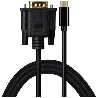 Maplin USB-C 3.1 to VGA Full HD 60Hz Monitor Cable, Alt Mode, Black, 1.8m