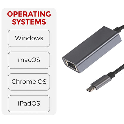 Maplin USB-C to RJ45 Ethernet Gigabit Network LAN Adapter 0.25m Cable