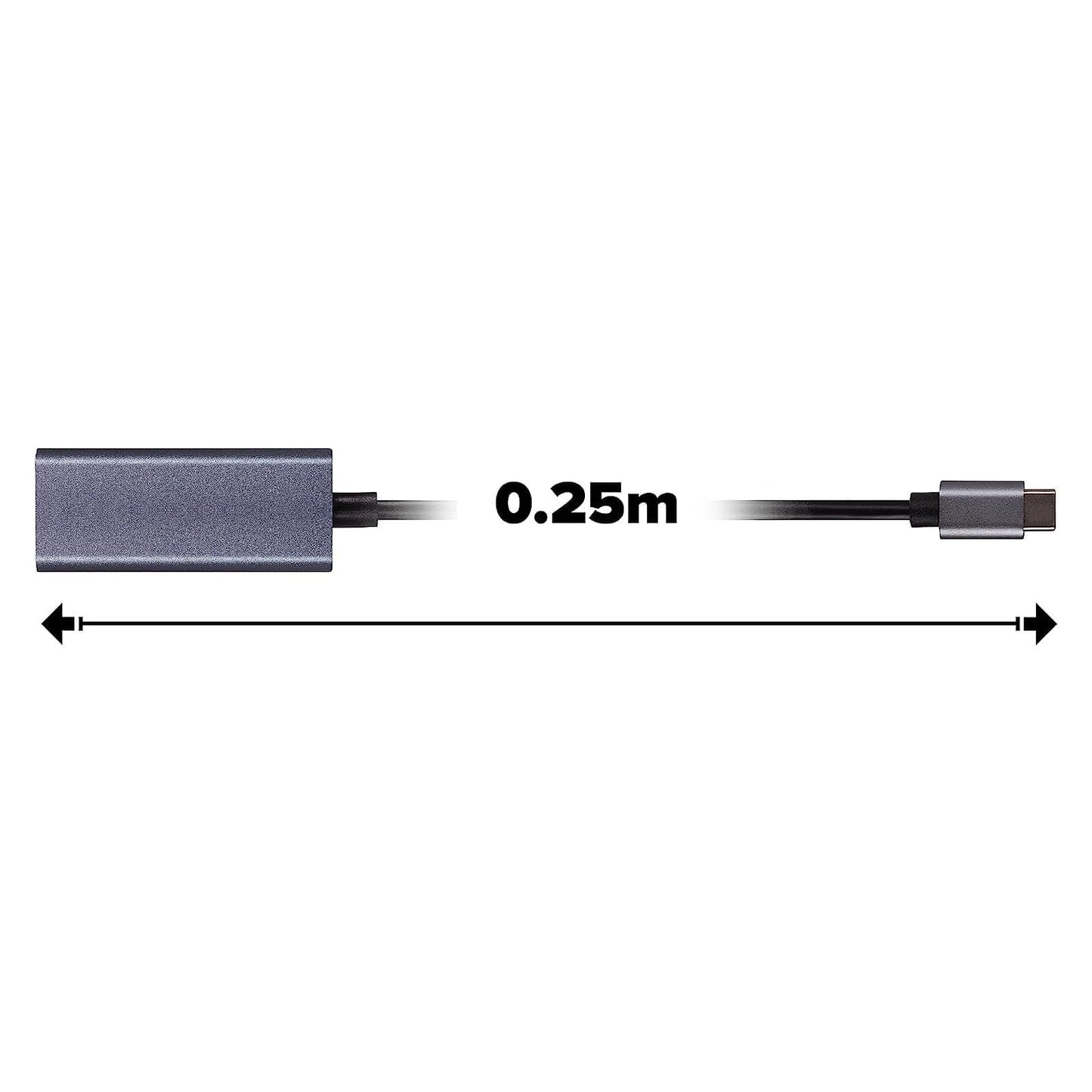 Maplin USB-C to RJ45 Ethernet Gigabit Network LAN Adapter 0.25m Cable