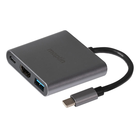 Maplin USB-C Multiport Hub USB-A 3.1 Gen1 HDMI 4K@ 30Hz USB-C PD@ 87W