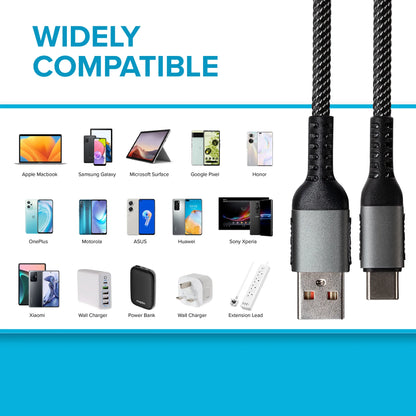 Maplin USB-C to USB-A Cable Braided 60W - 1m