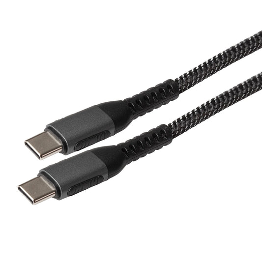 Maplin USB-C to USB-C 60W PD Braided Cable - Grey - 2m