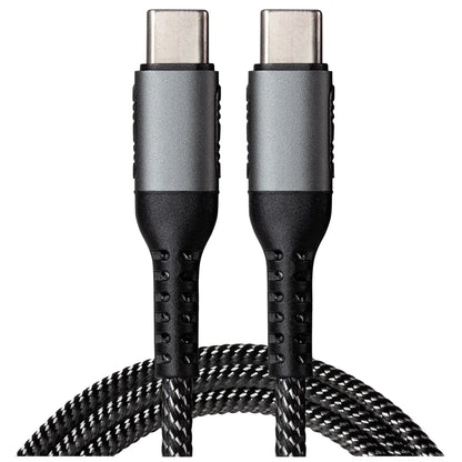 Maplin USB-C to USB-C 60W PD Braided Charge and Sync USB Cable, Grey, 1m