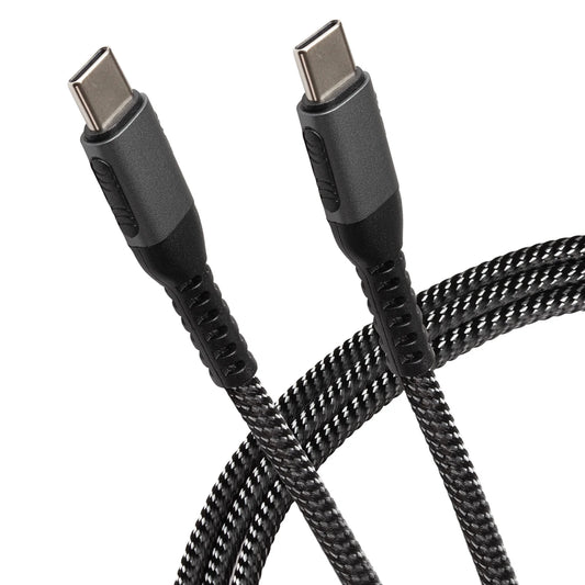Maplin USB-C to USB-C 60W PD Braided Cable - Grey - 2m