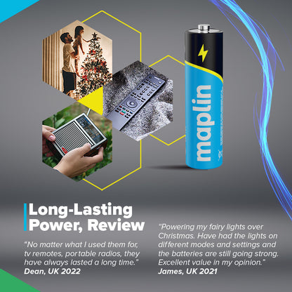 Maplin AA LR6 1.5V Alkaline Batteries 7 Year Shelf Life High Performance - Pack of 10