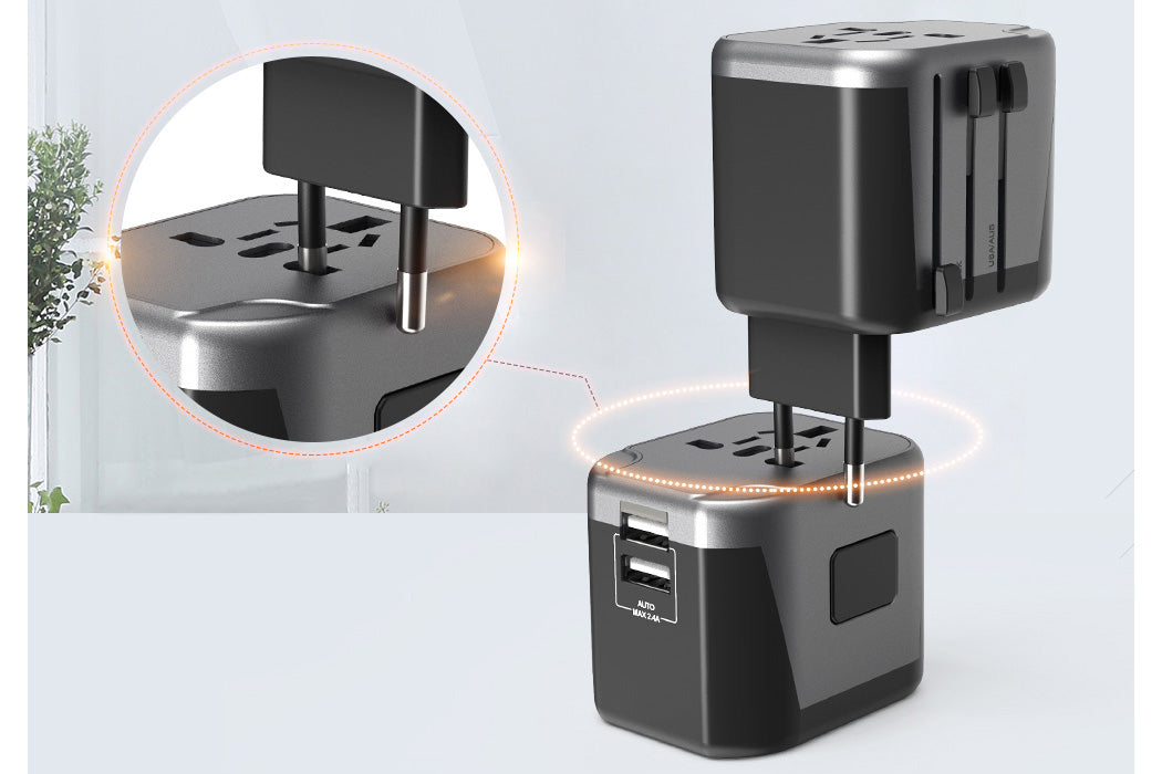 Maplin Worldwide Travel Adapter Wall Charger with 2x USB-A Ports - Pack of 2