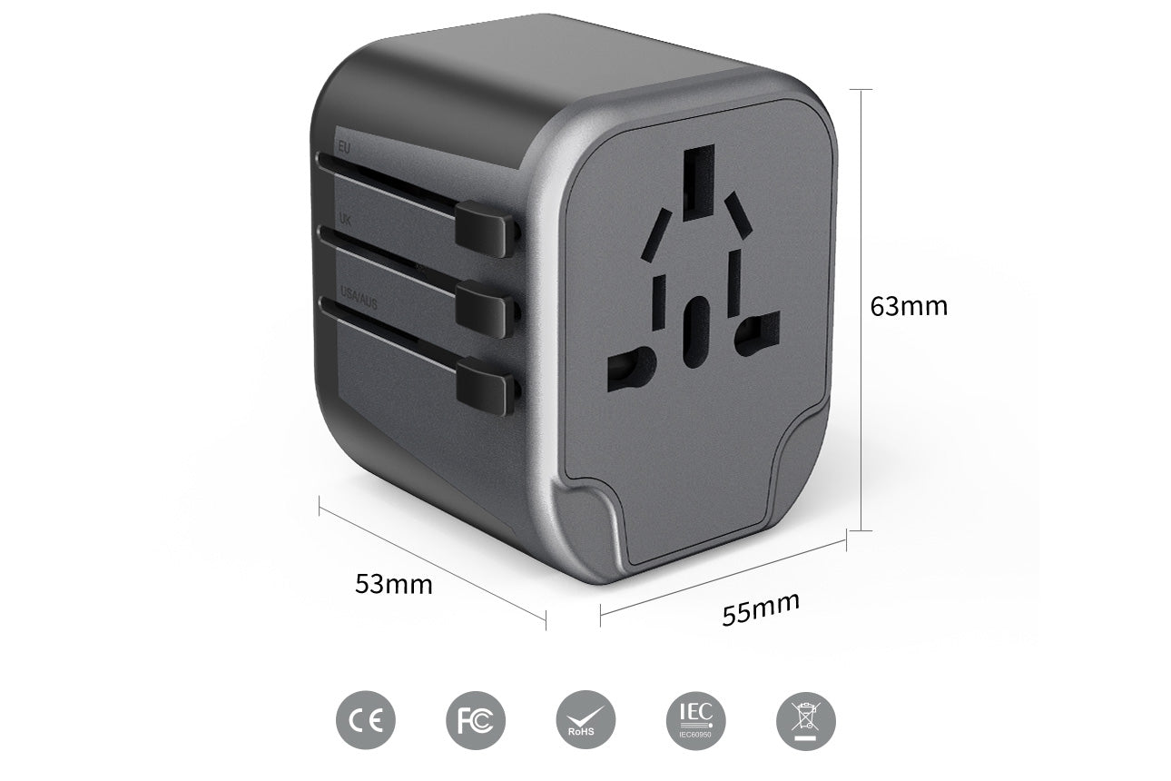 Maplin Worldwide Travel Adapter Wall Charger with 2x USB-A Ports - Pack of 2