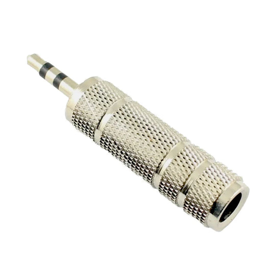 Metal 6.35mm Stereo Jack Socket to 3.5mm Stereo Jack Plug Audio Headphone Adapter
