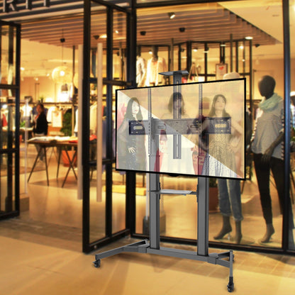 ProperAV Mobile TV Trolley Stand on Wheels for 60" - 100" Screens (100kg Capacity / VESA Max. 600x1000)