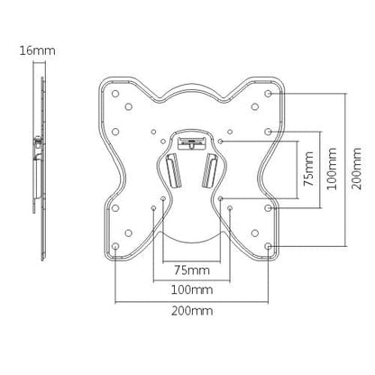 ProperAV Flat TV Wall Bracket (23" - 43" / 25kg Capacity / VESA Max. 200x200) - Black