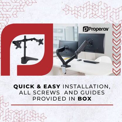 ProperAV Desk Monitor Mount 17" - 32" Dual Articulated Swing Arm VESA Max 100x100