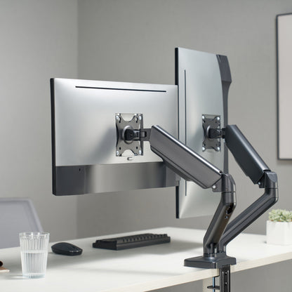 ProperAV Desk Monitor Mount 17" - 32" Dual Articulated Swing Arm VESA Max 100x100