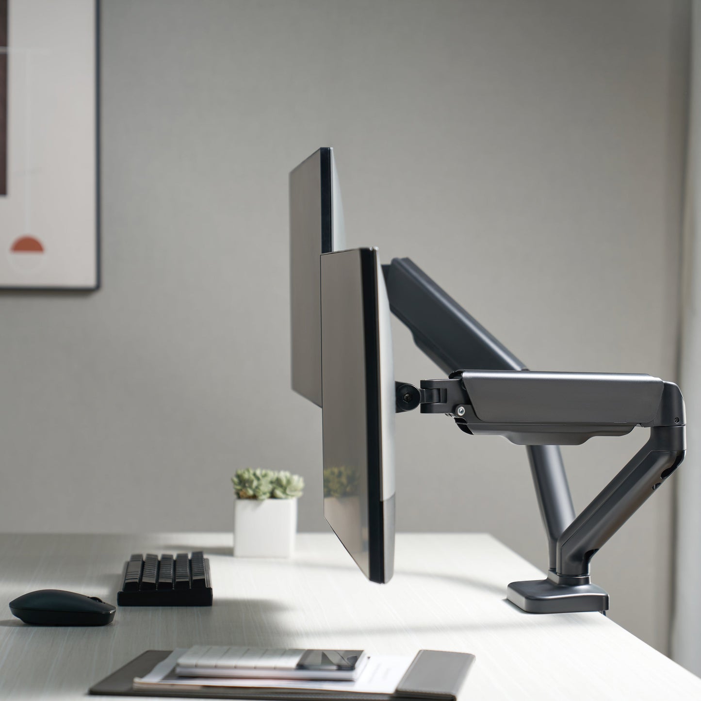 ProperAV Desk Monitor Mount 17" - 32" Dual Articulated Swing Arm VESA Max 100x100