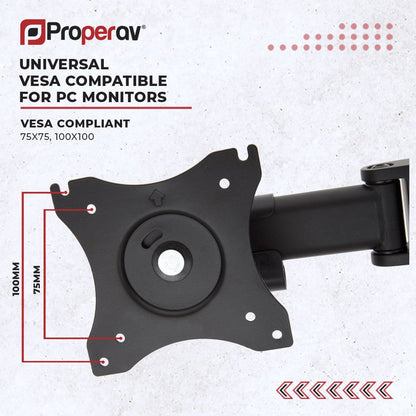 ProperAV Desk Monitor Mount 17" - 32" Extra Height Dual Articulated Swing Arm VESA Max 100x100