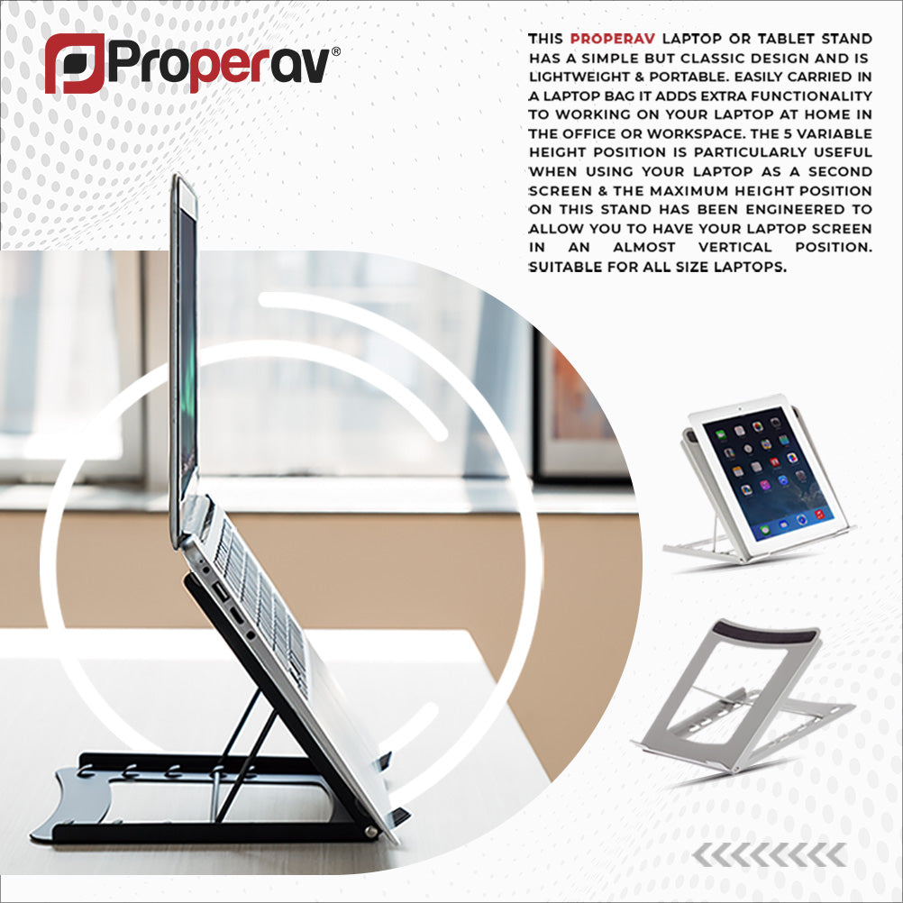 ProperAV Steel Construction Laptop or Tablet Stand with 5 Adjustable Settings
