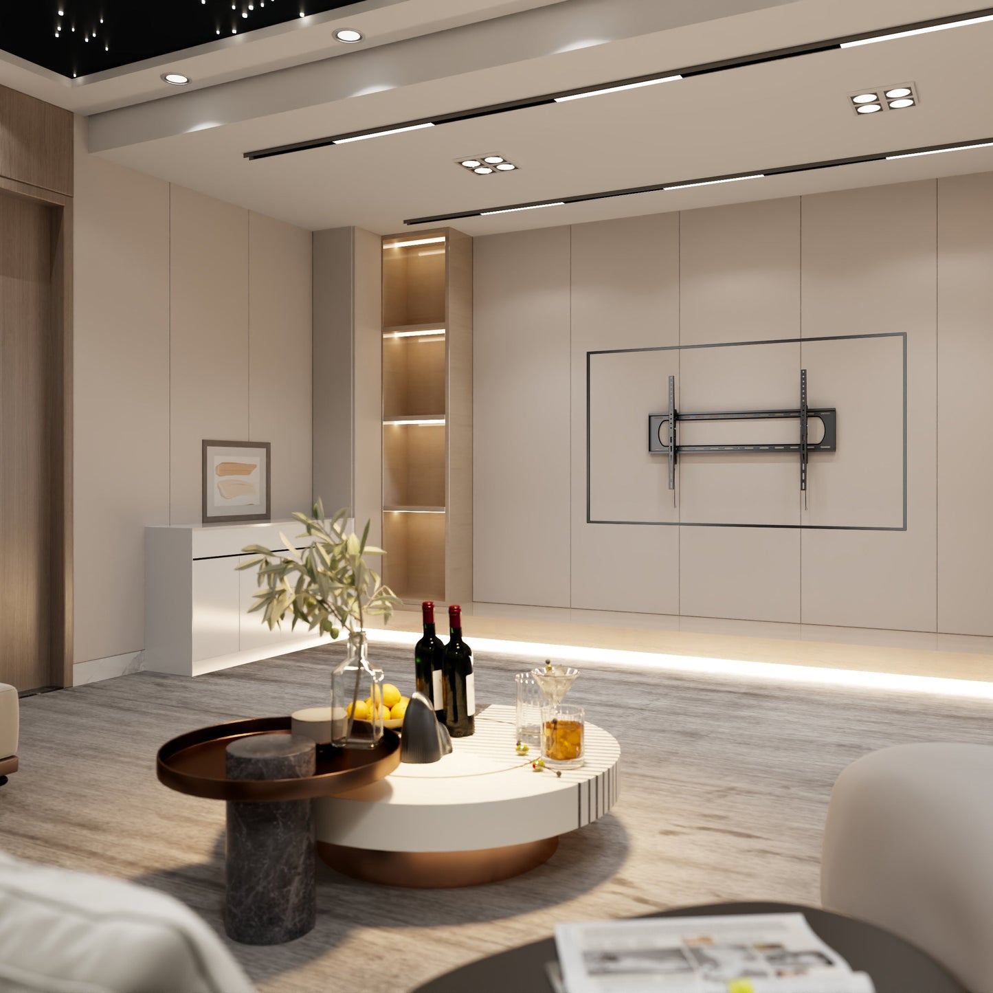 ProperAV Flat TV Wall Bracket (60" - 120" / 120kg Capacity / VESA Max. 900x600) - Black