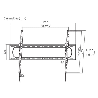ProperAV Flat TV Wall Bracket (60" - 120" / 120kg Capacity / VESA Max. 900x600) - Black