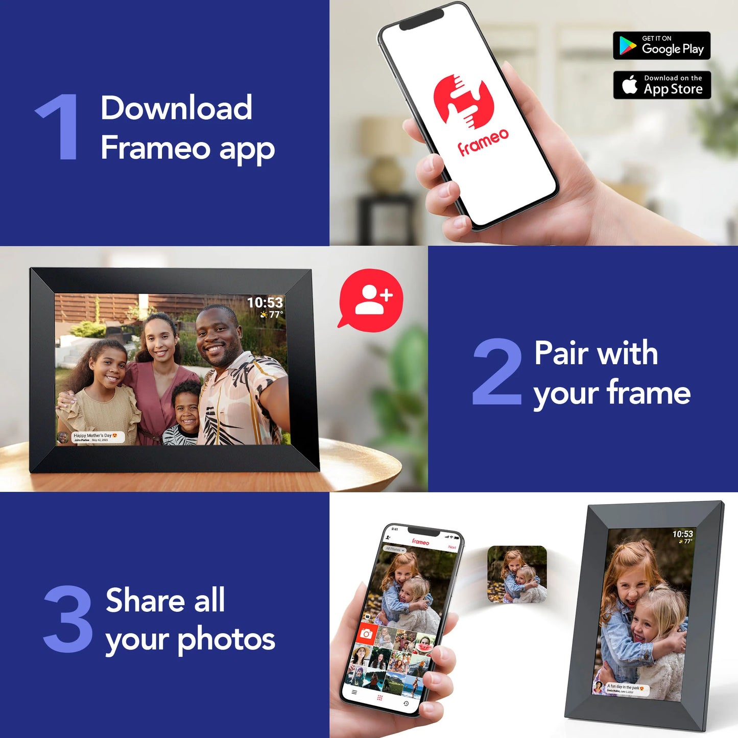 Praktica 10 Inch Digital Photo Frame 1280 x 800 with Wi-Fi & Frameo Software - Frame Only