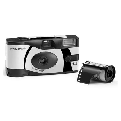 Praktica Single Use Disposable Black & White Film Camera with Flash, Black - Single