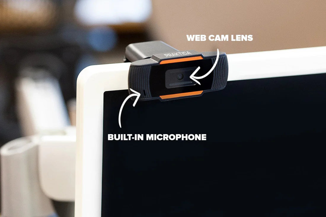 PRAKTICA HD USB-A Webcam with Built-in Noise Reduction Microphone
