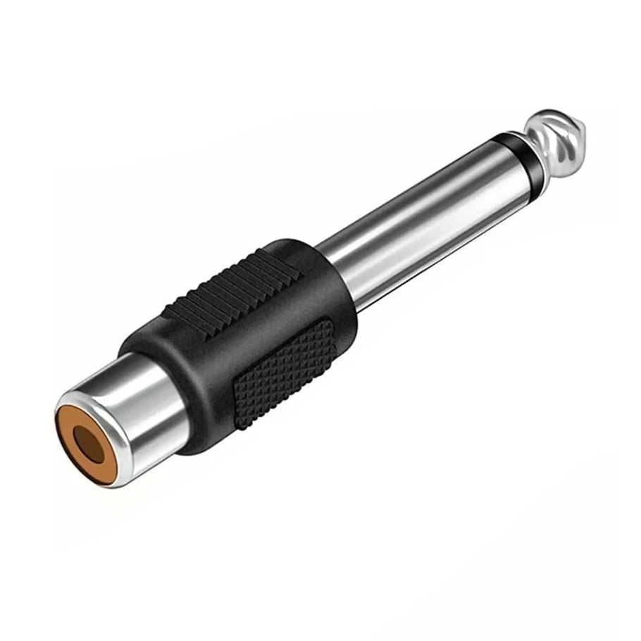 Single Phono RCA Socket to 6.35mm Mono Jack Plug Audio Adapter