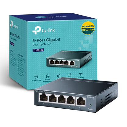TP-LINK 5-Port Gigabit Unmanaged Desktop Ethernet Switch, Steel Case (TL-SG105)