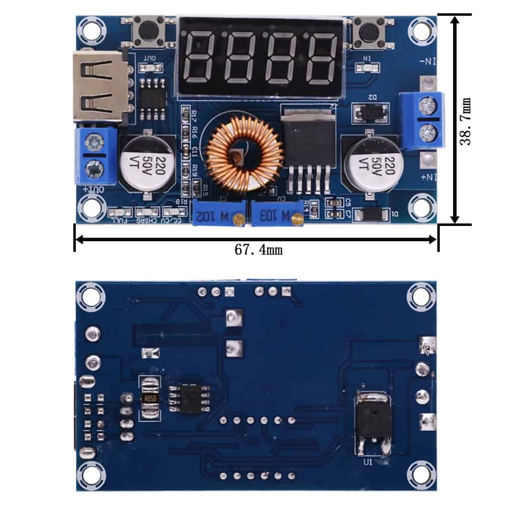 XL4015 with Display Voltmeter Adjustable Step Down Converter USB