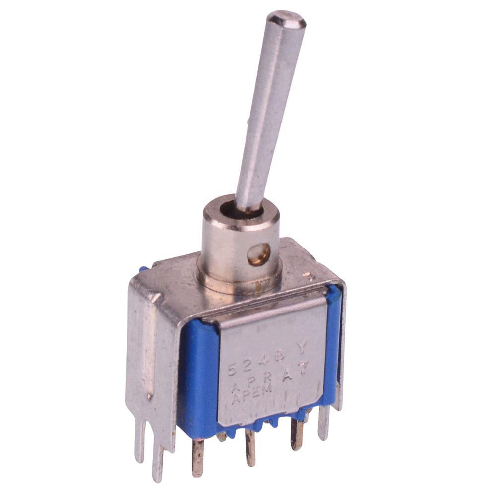 5246YAB23 APEM On-On Miniature PCB Toggle Switch DPDT 4A 30VDC