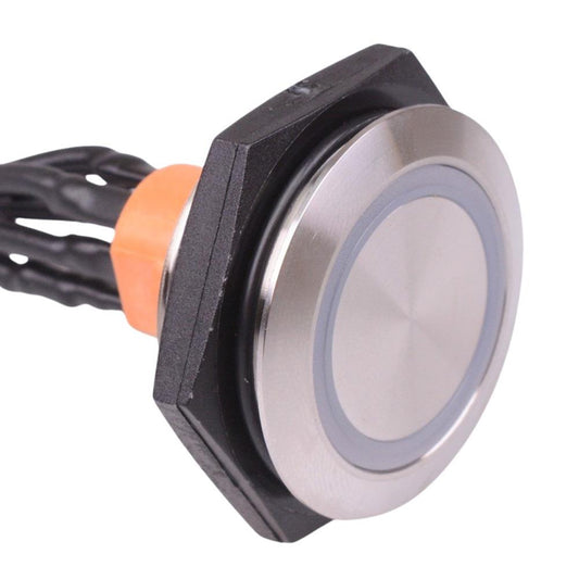 AV5922F102074BK APEM Amber LED 24VDC Momentary 30mm Push Button Vandal Switch NO/NC IP67