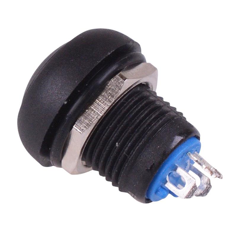 Black On-Off Latching 12mm Red LED Push Button Switch IP65 SPST