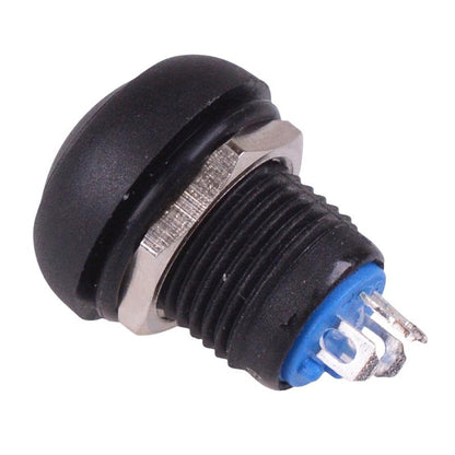 Black On-Off Latching 12mm Red LED Push Button Switch IP65 SPST