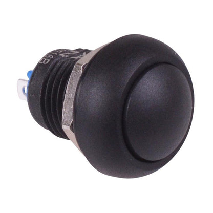 Black Off-(On) Momentary 12mm Waterproof Push Button Switch IP65 SPST