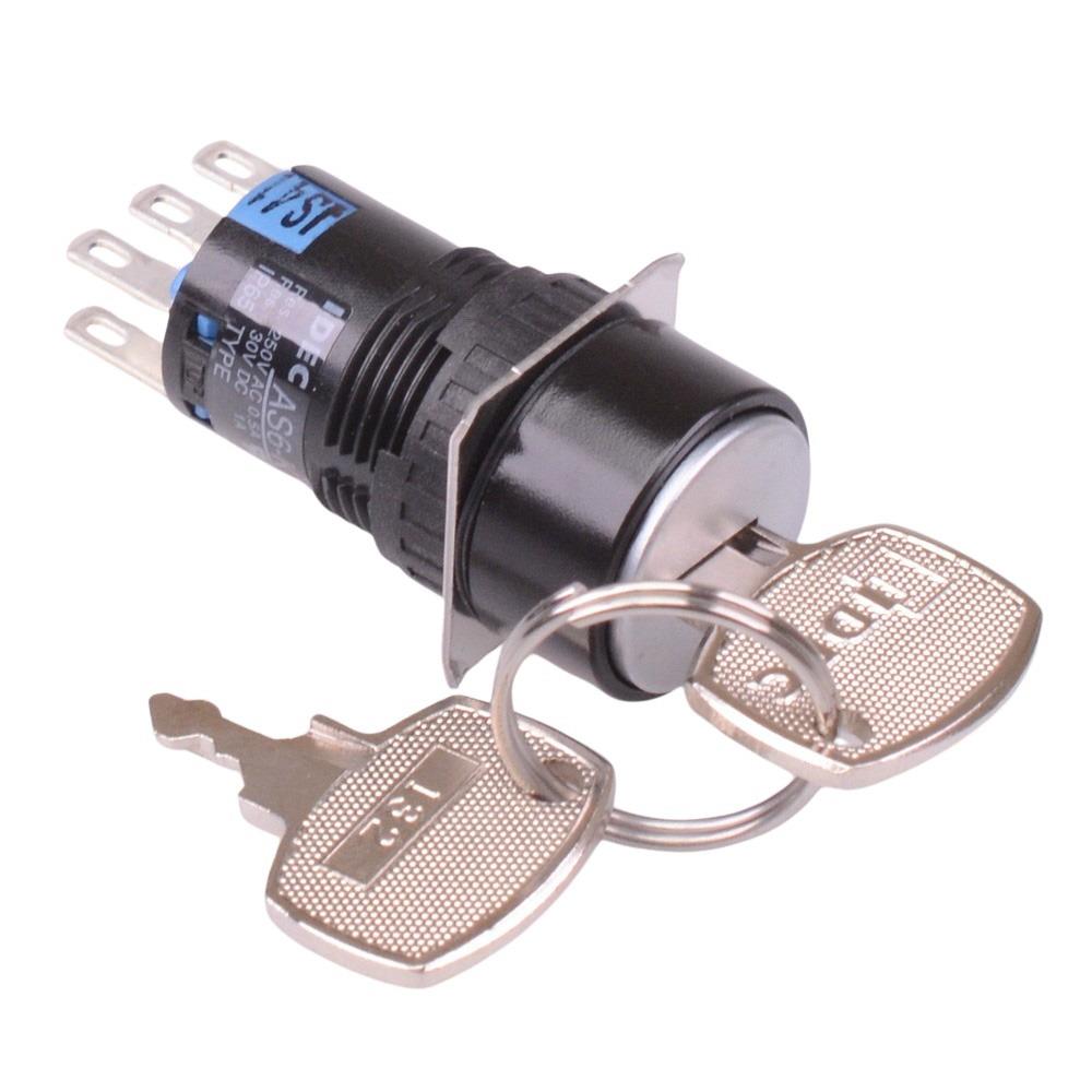 AS6M-33KT2PDC 3 Position 16mm Momentary Key Switch DPDT IDEC