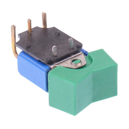 7937WAB Green (On)-Off-(On) Right Angle PCB Rocker Switch SPDT 4A 30VDC