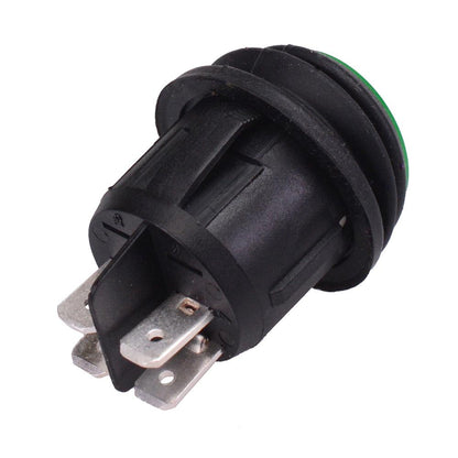 Green 12V illuminated Waterproof 20mm Round Rocker Switch DPST 20A R13-244B8-02