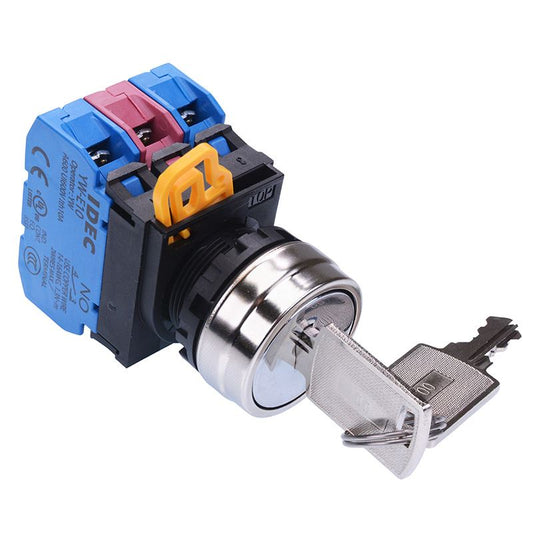 YW4K-2AE21 22mm Metal Bezel 2 Position Maintained Key Switch 2NO-1NC IP65 IDEC