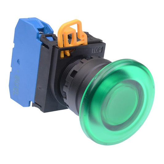 YW1L-A4E10Q0G Green 22mm Mushroom Maintained Push Button Switch NO IP65 IDEC
