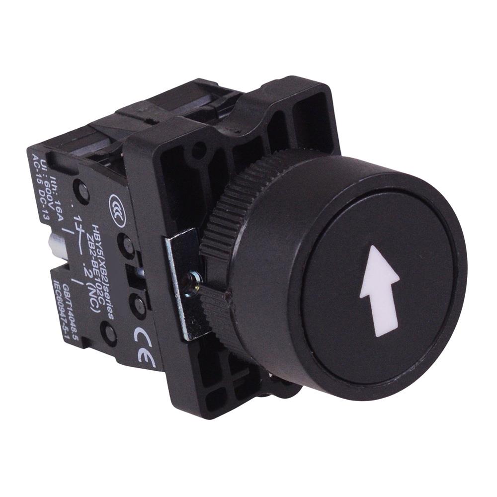 Black Momentary 22mm Push Button Switch White Arrow NO/NC